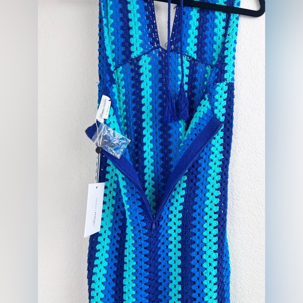 NWT: Lovers and Friends Blues Crochet Mini Dress Cover Ups Size Medium - Picture 6 of 11